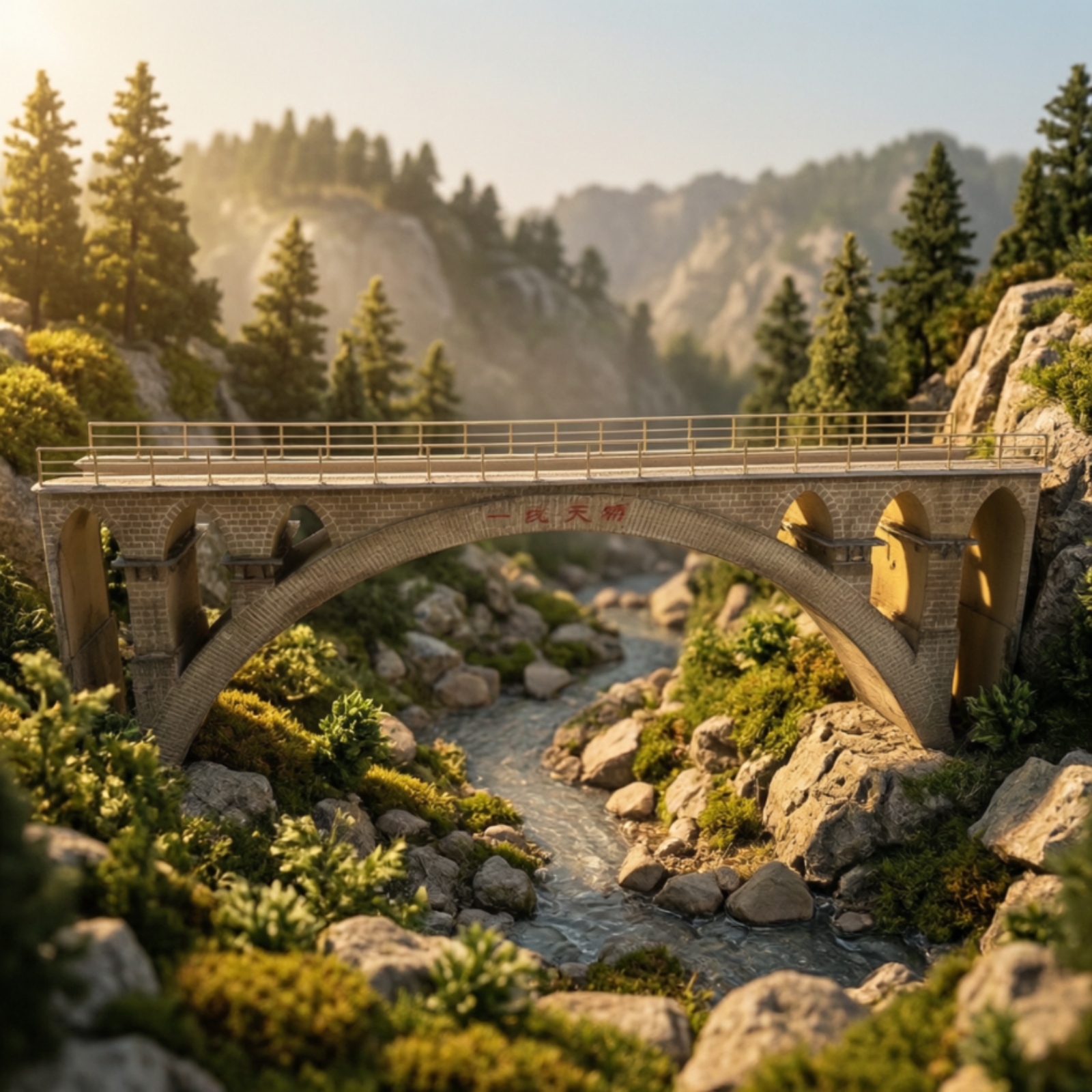 Model Kit Train - Arched Bridge Model with Instructions Plastic