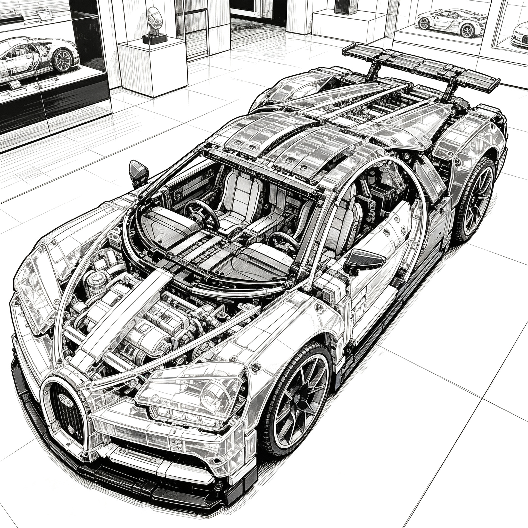 Model Kit Game - MOC Sports Car Model Building Blocks