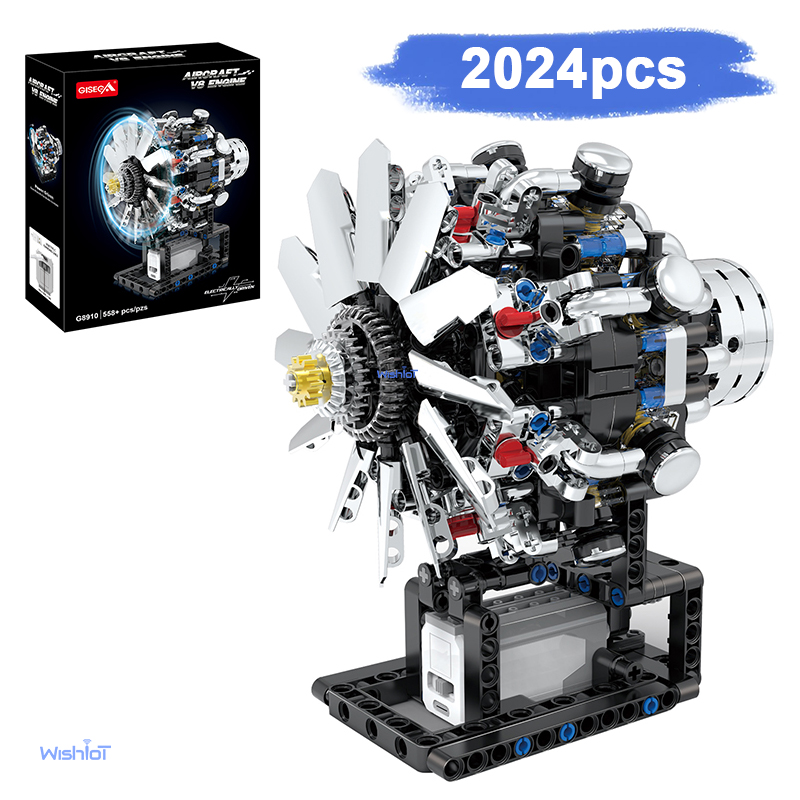 Model Kit Engine V8 - G8910 Aviation V8 Engine 558pcs Aircraft