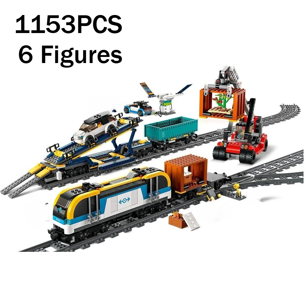 Model Kit Train - 1153PCS City Freight Train Railway Building