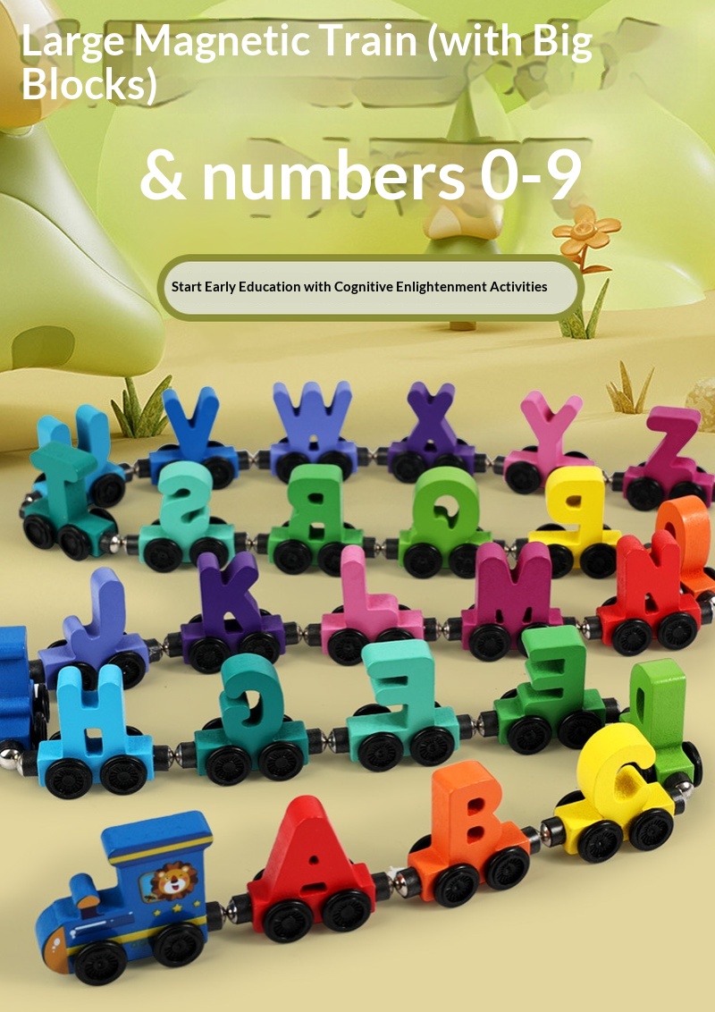 Model Kit Train - Children'S Wooden Magnetic Color Digital Letters