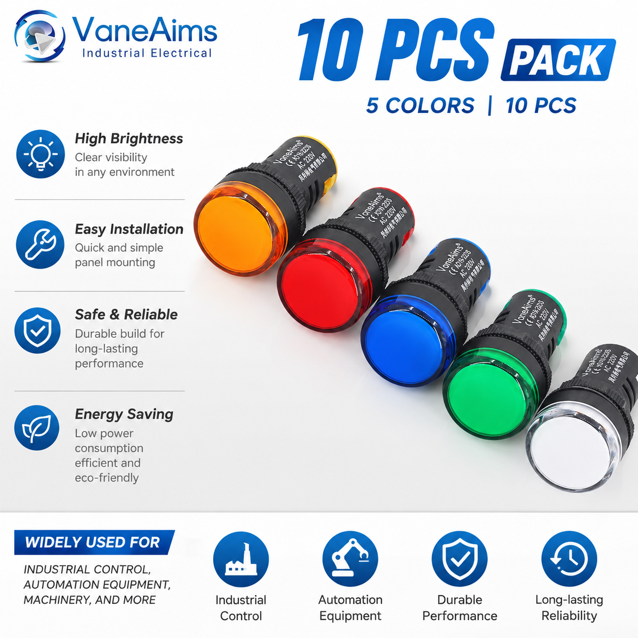 Panel Line Marker - 10pcs 22mm LED Indicator Light AD16-22DS