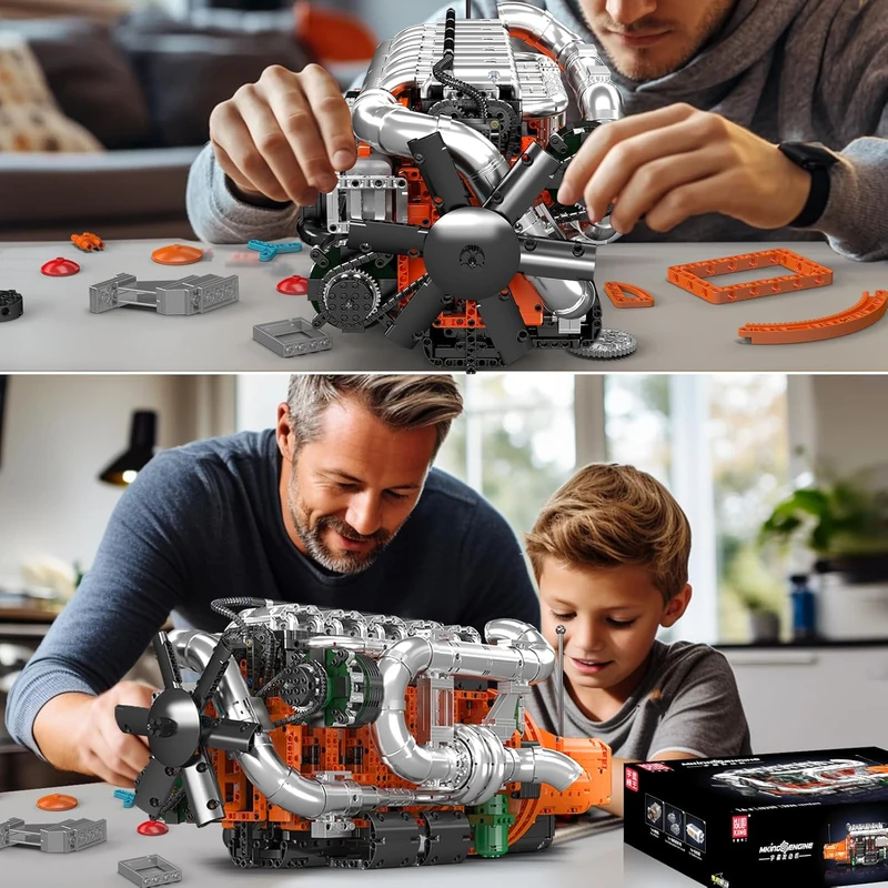 Model Kit Engine V8 - Mould King 10200 V8 Twin-Turbo Truck