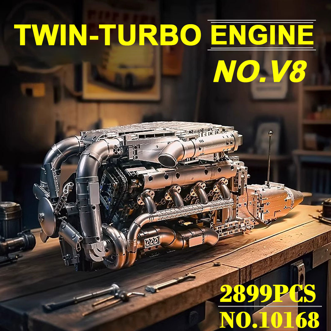 Model Kit Engine V8 - Mould King 10168 V8 Twin Turbo
