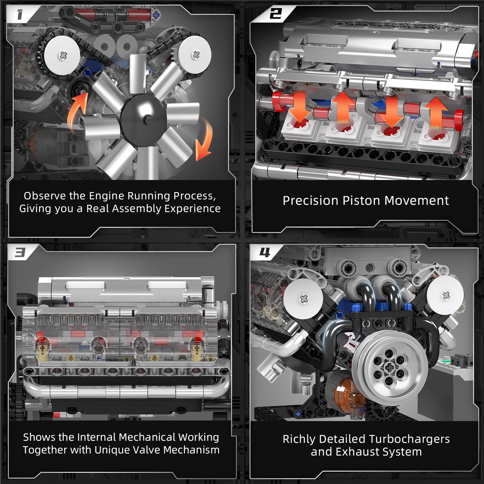 Mould King 10088 V8 Engine Bui - đánh giá và giá Model Kit Engine V8