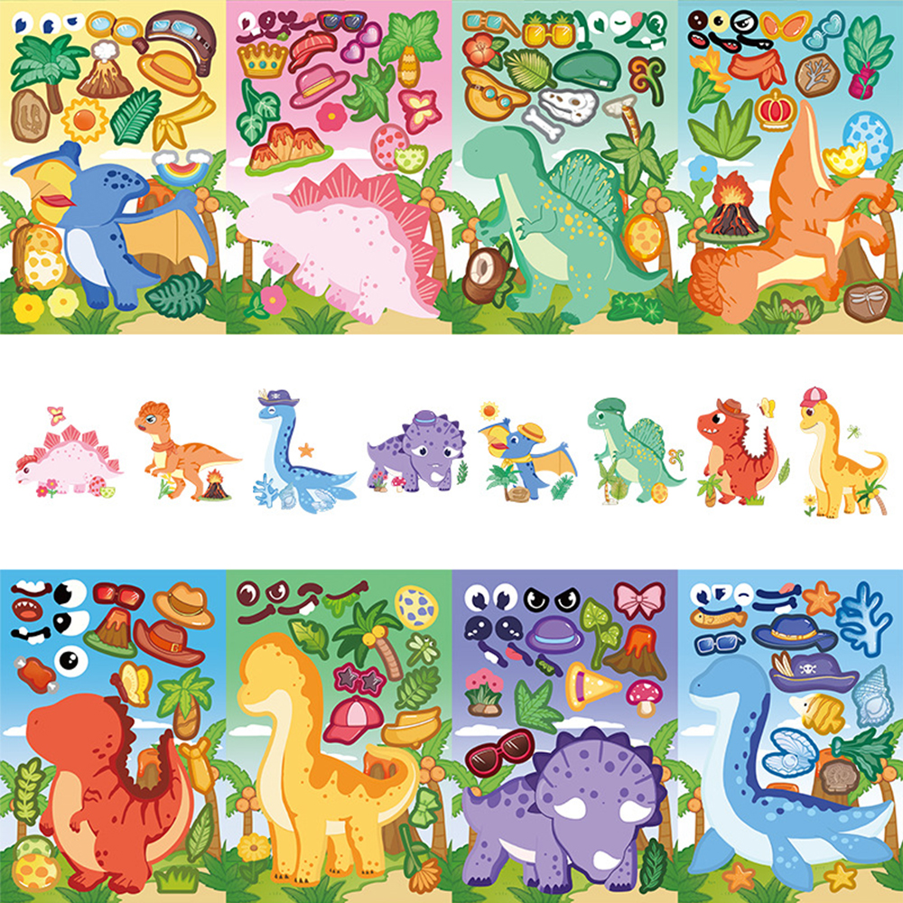 8/16sheets Funny Cartoon Dinos - đánh giá và giá Model Kit Dinosaur