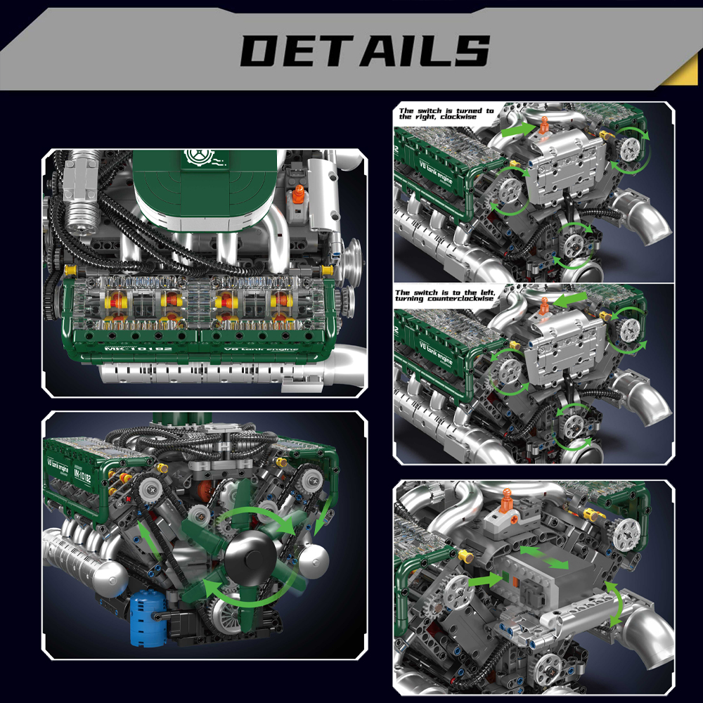 Mould King 10182 V8 Tank Engin - đánh giá và giá Model Kit Engine V8