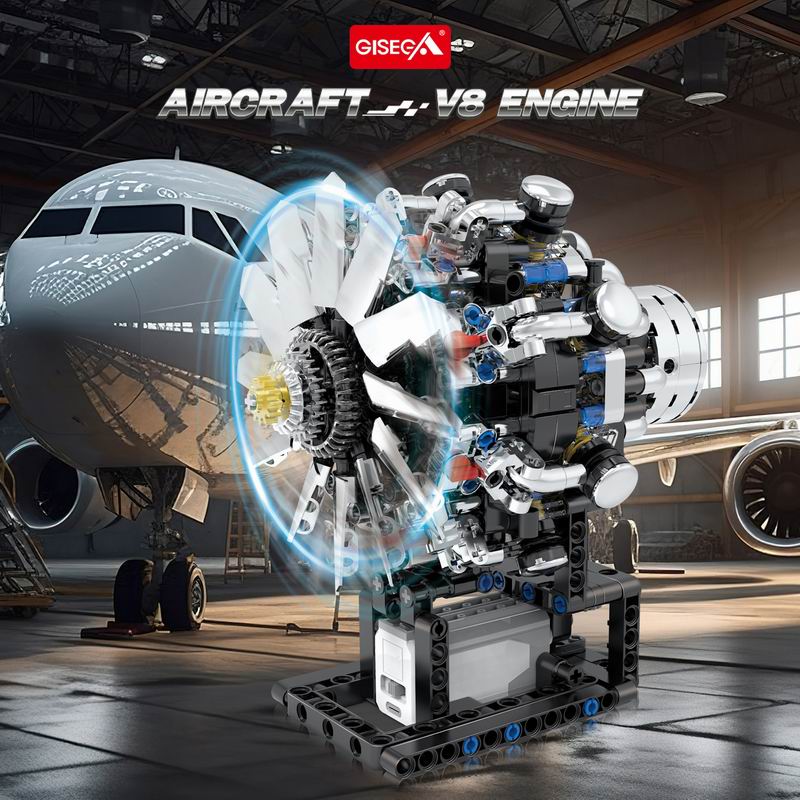 G8910 Aviation V8 Engine 558pc - đánh giá và giá Model Kit Engine V8