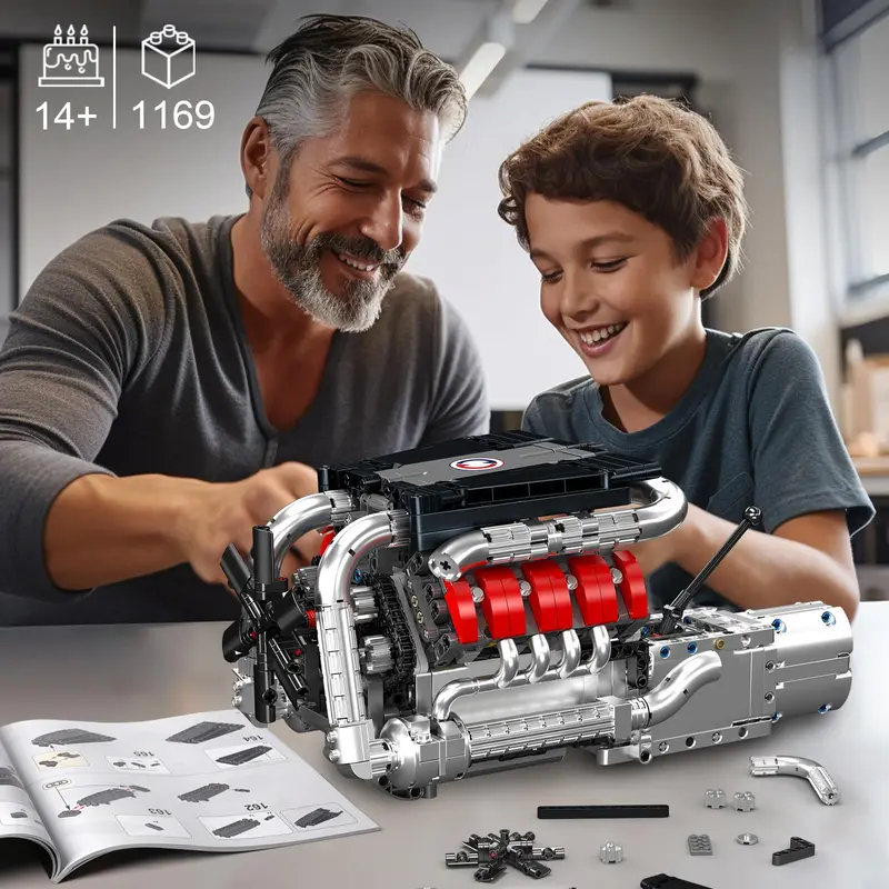 Mould King 10203 1169Pcs Super - đánh giá và giá Model Kit Engine V8