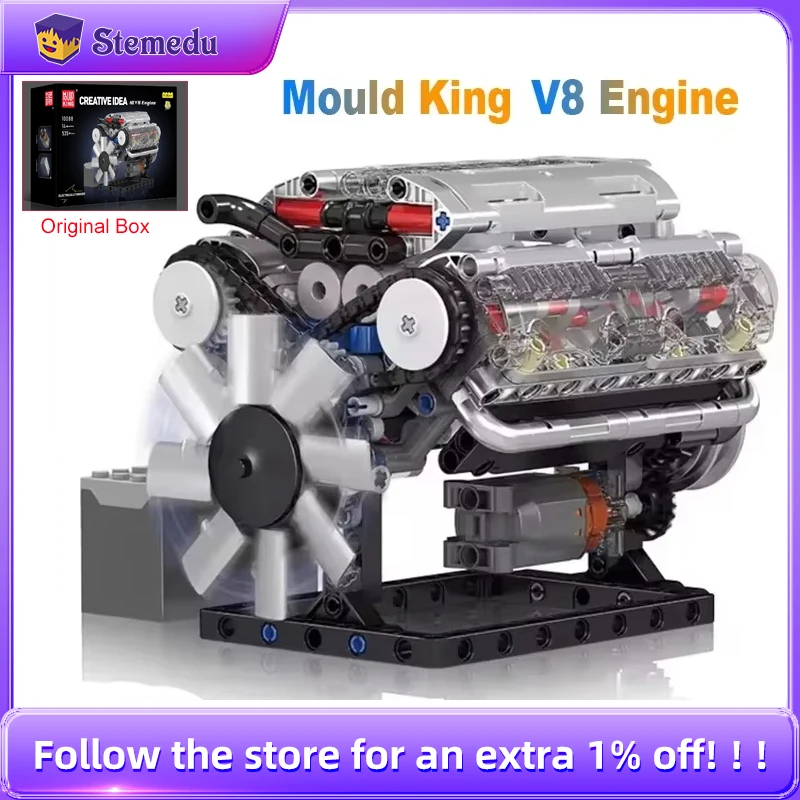 Mould King V8 Engine Building  - đánh giá và giá Model Kit Engine V8