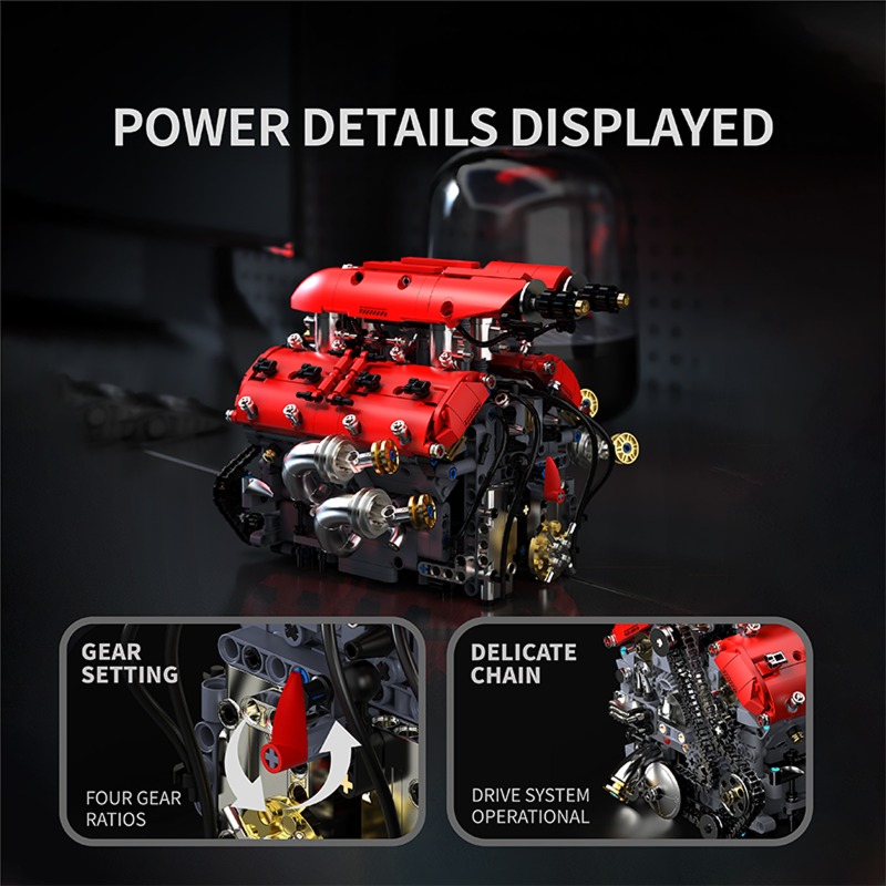 T5011 1370pcs Simulation V8 Tu - đánh giá và giá Model Kit Engine V8