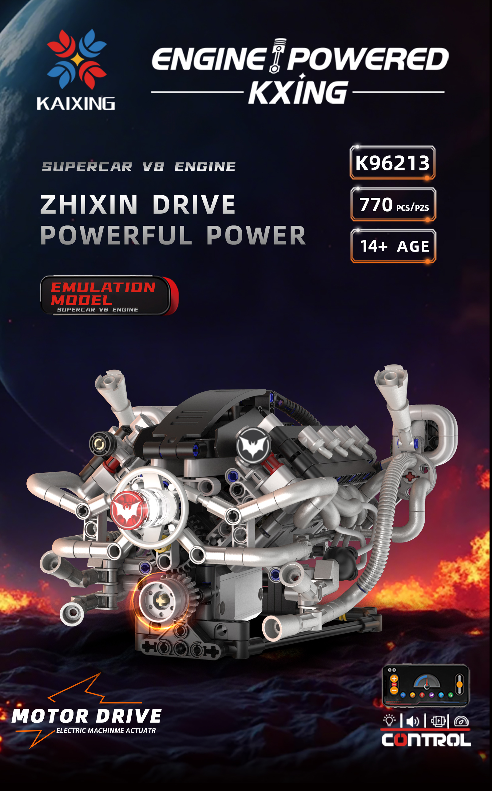 K96213 770pcs V8 Engine Model  - đánh giá và giá Model Kit Engine V8