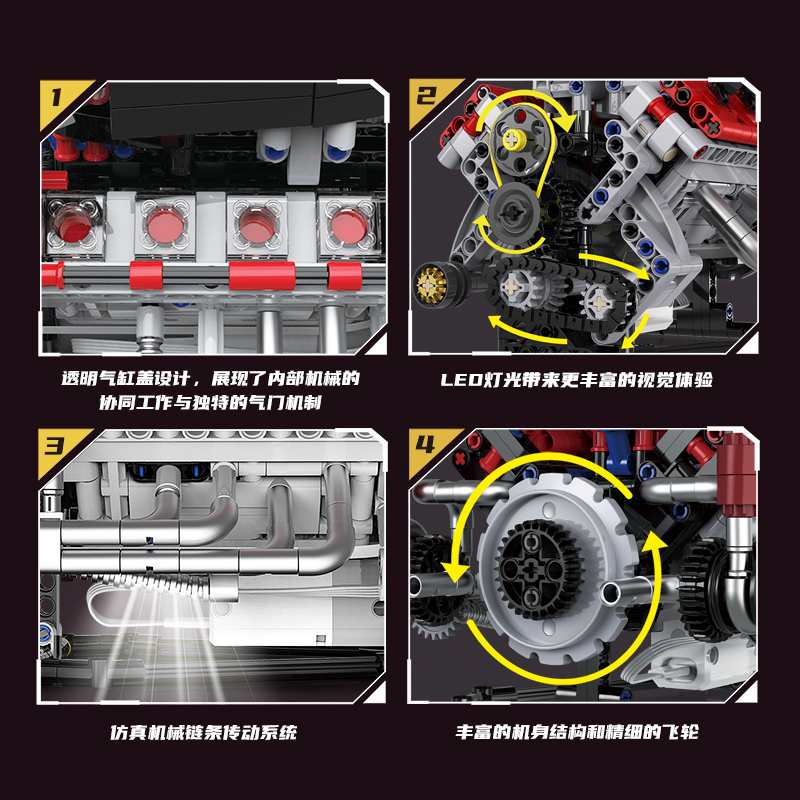 K96207 F40LM Model 700pcs Buil - đánh giá và giá Model Kit Engine V8